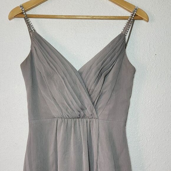 David's Bridal Rhinestones Straps Silver Mini Dress Size 0 - Picture 2 of 9